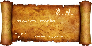 Matovics Aranka névjegykártya